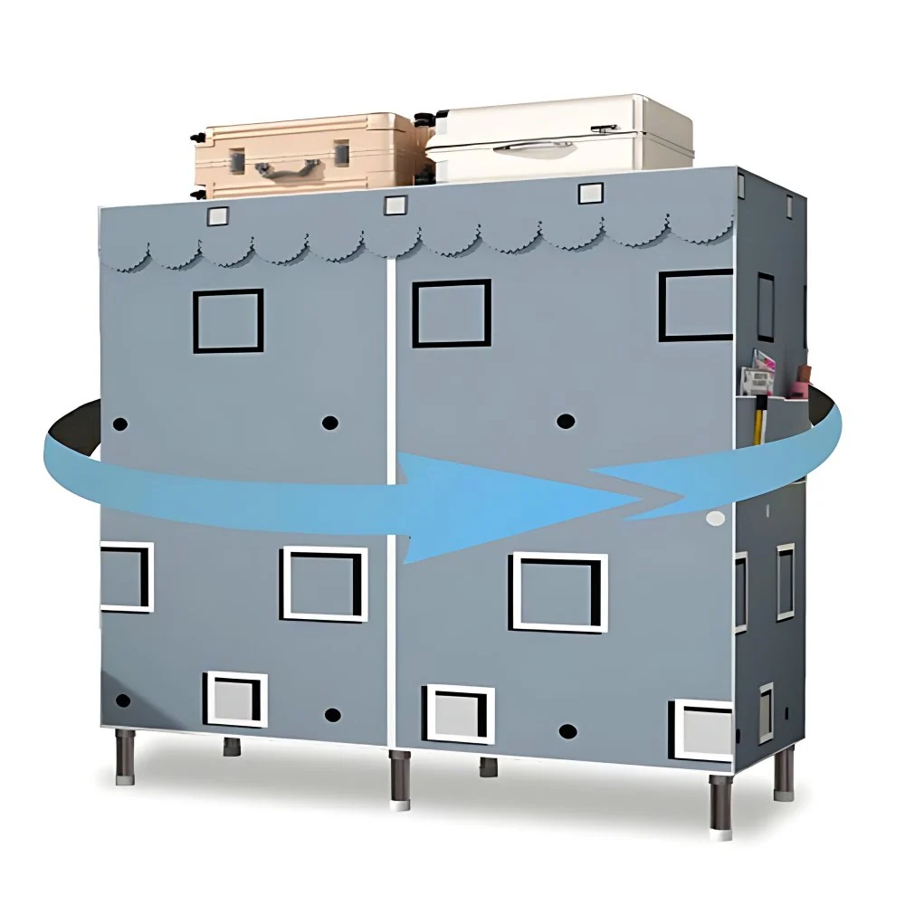 Gabinete moderno del guardarropa de las puertas del guardarropa 2 de la puerta doble del metal azul Gris Clearhalo
