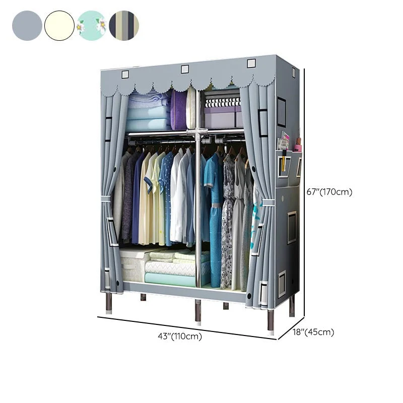 Gabinete moderno del guardarropa de las puertas del guardarropa 2 de la puerta doble del metal azul Gris Clearhalo