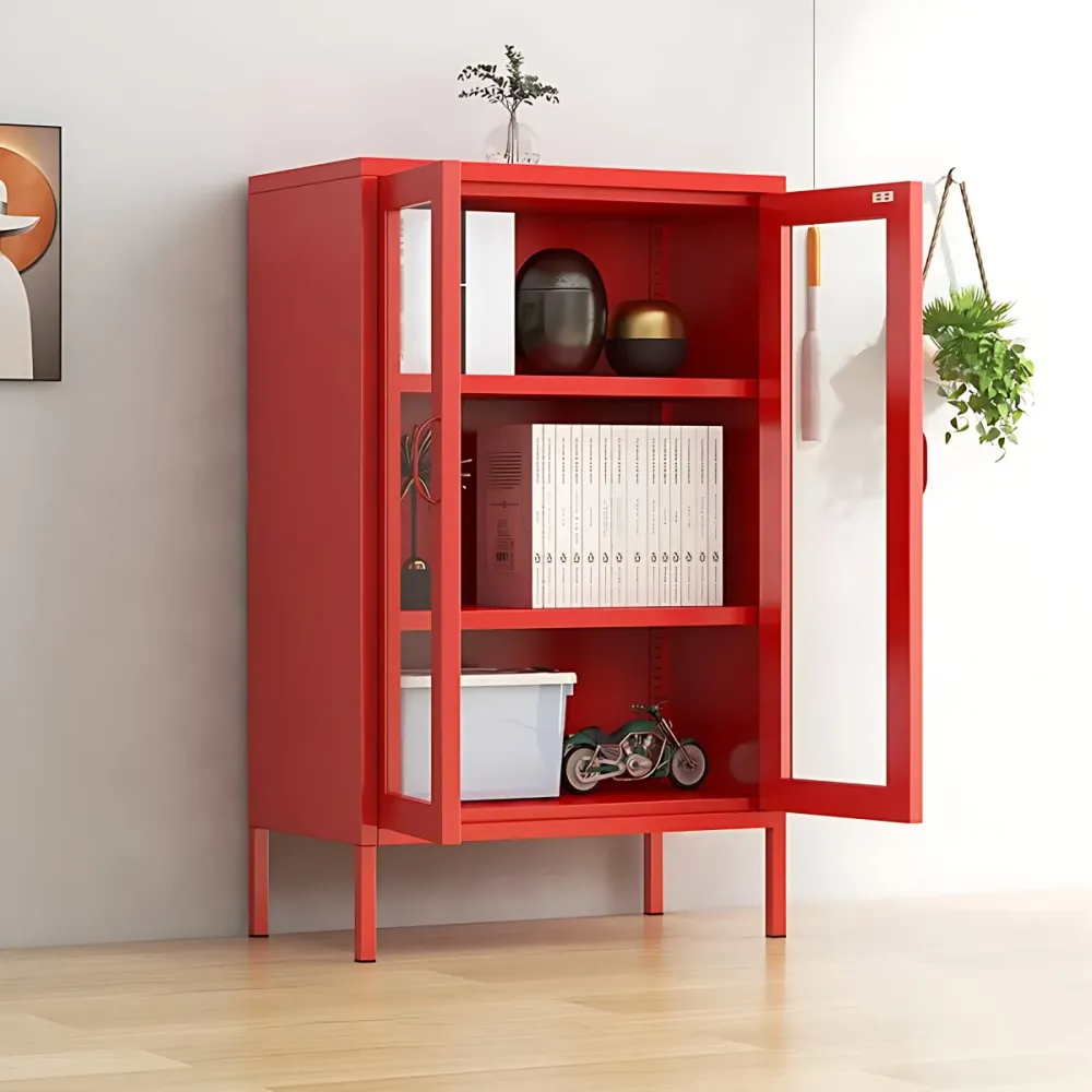 Gabinete moderno del servidor del aparador de acero de la puerta de cristal de 40"H con el almacenamiento para la cocina R...