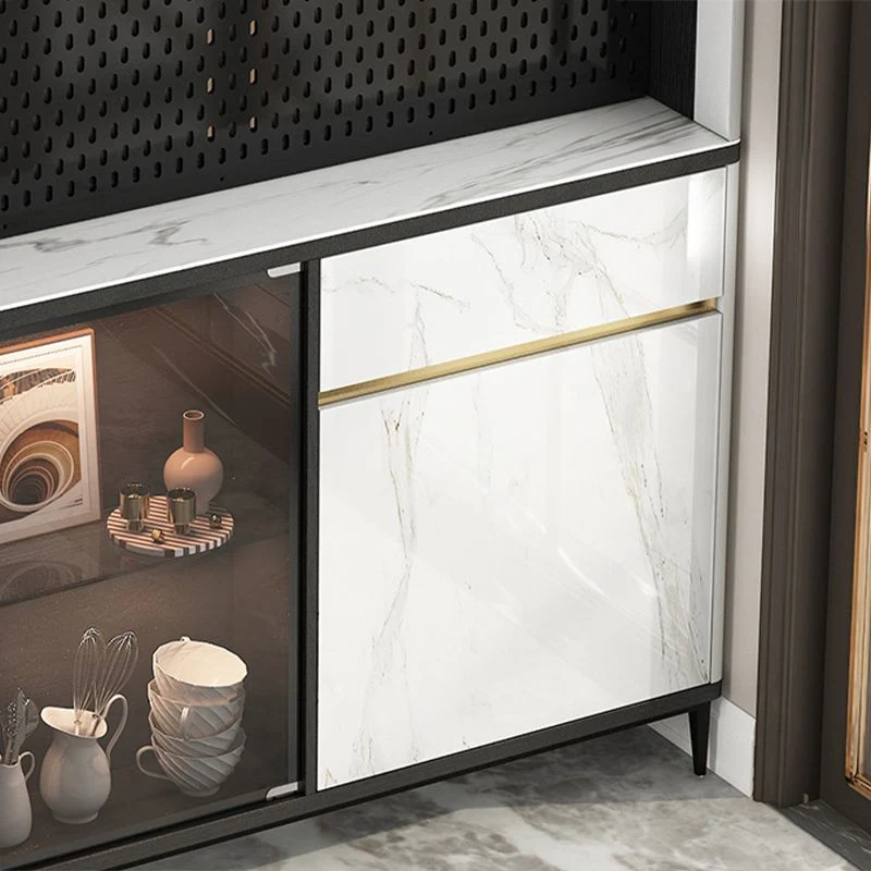Gabinete moderno del servidor del buffet del aparador de madera artificial de la puerta de cristal con almacenamiento para...
