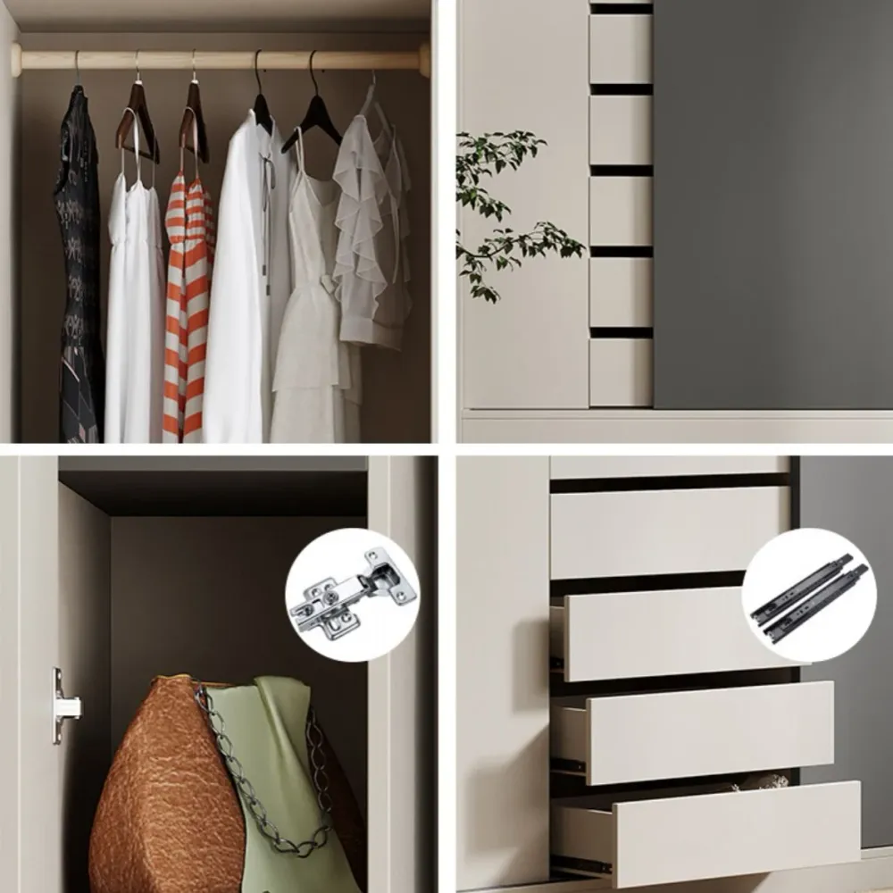 Gabinete moderno de madera fabricado para dormitorio, gabinete de almacenamiento con puerta corrediza Clearhalo