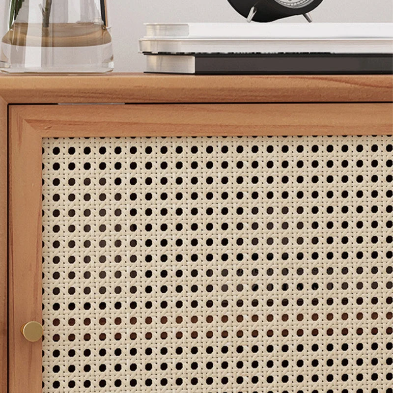 Gabinete moderno de mimbre/ratán Mesita de noche de madera maciza de 1 estante marrón de 22 pulgadas de alto con puerta Al...