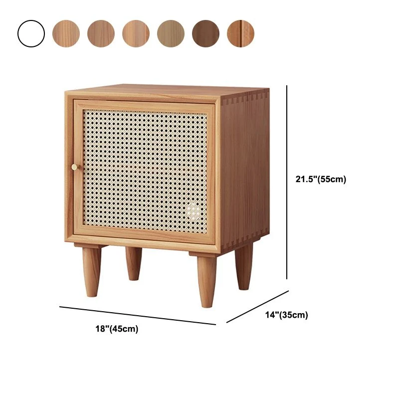 Gabinete moderno de mimbre/ratán Mesita de noche de madera maciza de 1 estante marrón de 22 pulgadas de alto con puerta Al...