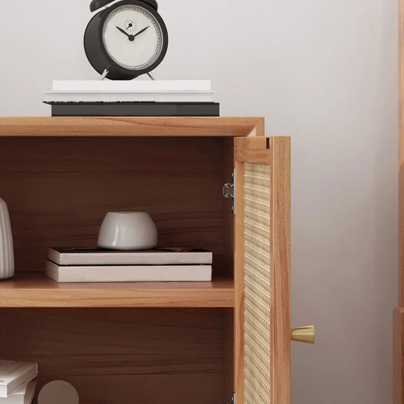 Gabinete moderno de mimbre/ratán Mesita de noche de madera maciza de 1 estante marrón de 22 pulgadas de alto con puerta Al...
