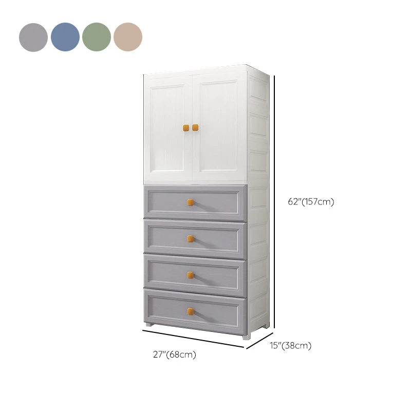 Gabinete de plástico para dormitorio con puertas con bisagras Gabinete de almacenamiento moderno con acabado mate Albarico...