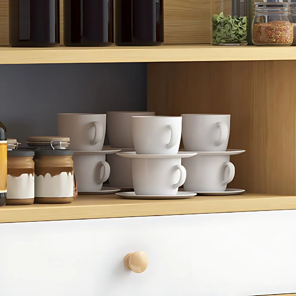 Gabinete de servidor de buffet de almacenamiento abierto de servidor de comedor de cocina contemporánea Blanco Clearhalo
