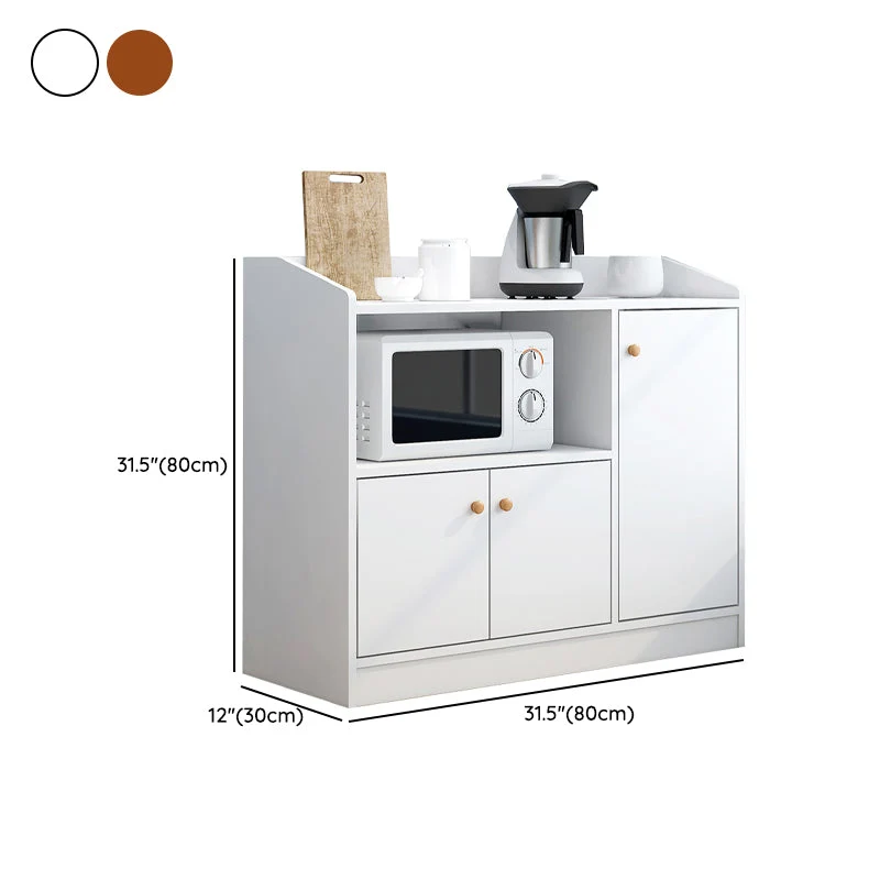 Gabinete de servidor de buffet de almacenamiento abierto de servidor de comedor de cocina contemporánea Blanco Clearhalo