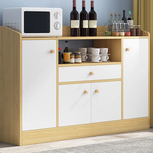 Gabinete de servidor de buffet de almacenamiento abierto de servidor de comedor de cocina contemporánea Blanco Clearhalo