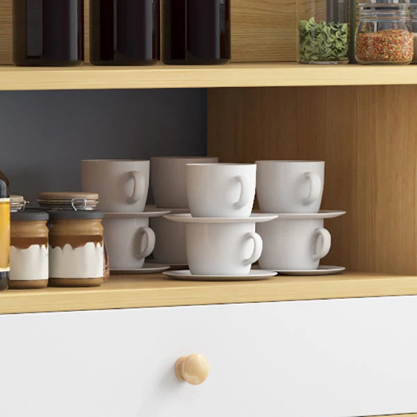 Gabinete de servidor de buffet de almacenamiento abierto de servidor de comedor de cocina contemporánea Blanco Clearhalo