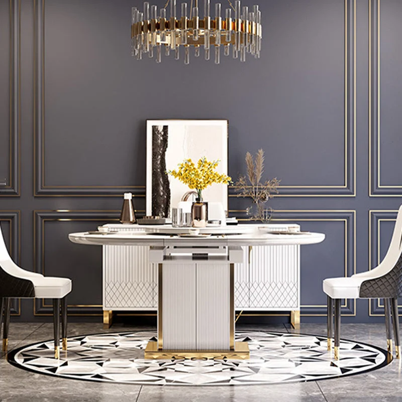 Gabinetes aparador Glam Buffet con espejos de 4 puertas para comedor Buffet Negro Clearhalo