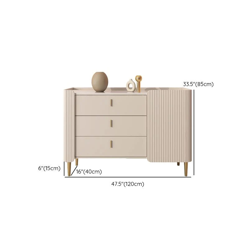 Glam Buffet Aparador Blanco 3 Cajones Comedor Buffet para Sala de Estar Clearhalo