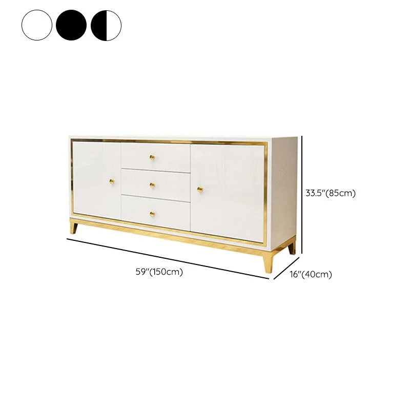 Glam Cabinets Aparador Buffet con Espejo, 3 Cajones y 2 Puertas Negro Clearhalo