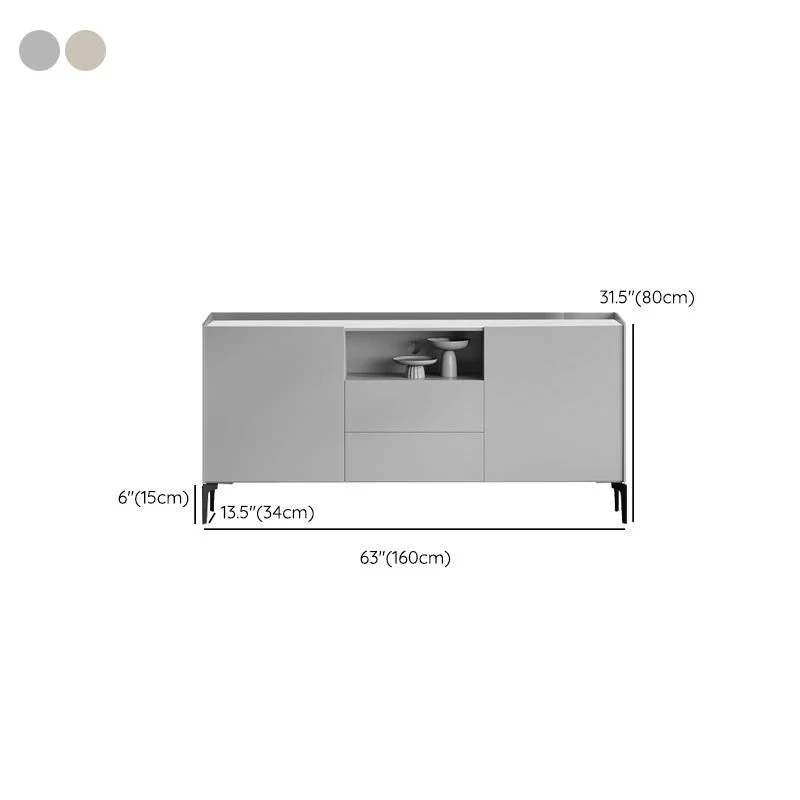 Glam Cabinets Buffet de comedor Aparador buffet de 2 cajones y 2 puertas Blanco Clearhalo