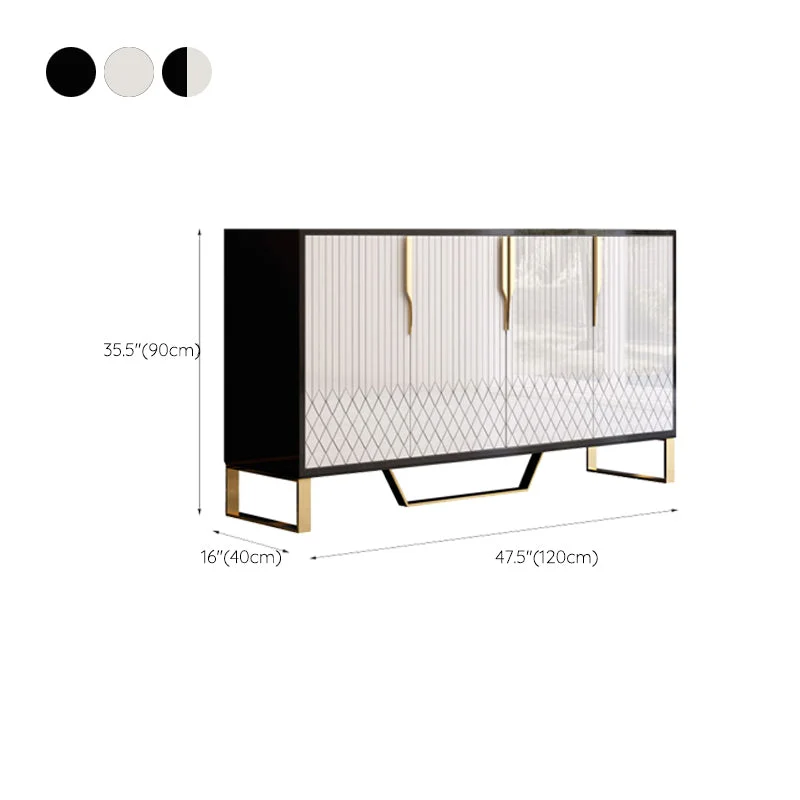Glam Cabinets Buffet de comedor Aparador buffet con espejo y 4 puertas Negro Clearhalo