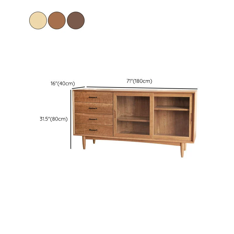 Glam Dining Buffet Servidor buffet de madera con gabinetes y cajones Nuez Clearhalo