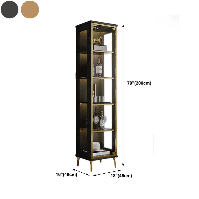 Glam Display Stand Vitrina con acabado en negro/nogal y puertas de vidrio con cerradura Negro Clearhalo