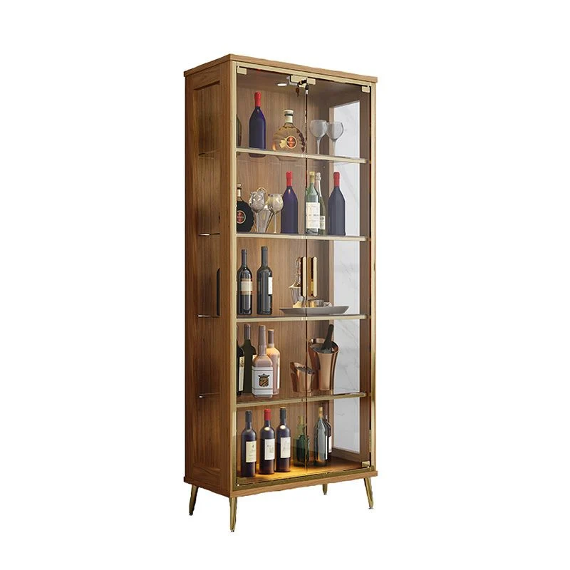 Glam Display Stand Vitrina con acabado en negro/nogal y puertas de vidrio con cerradura Negro Clearhalo