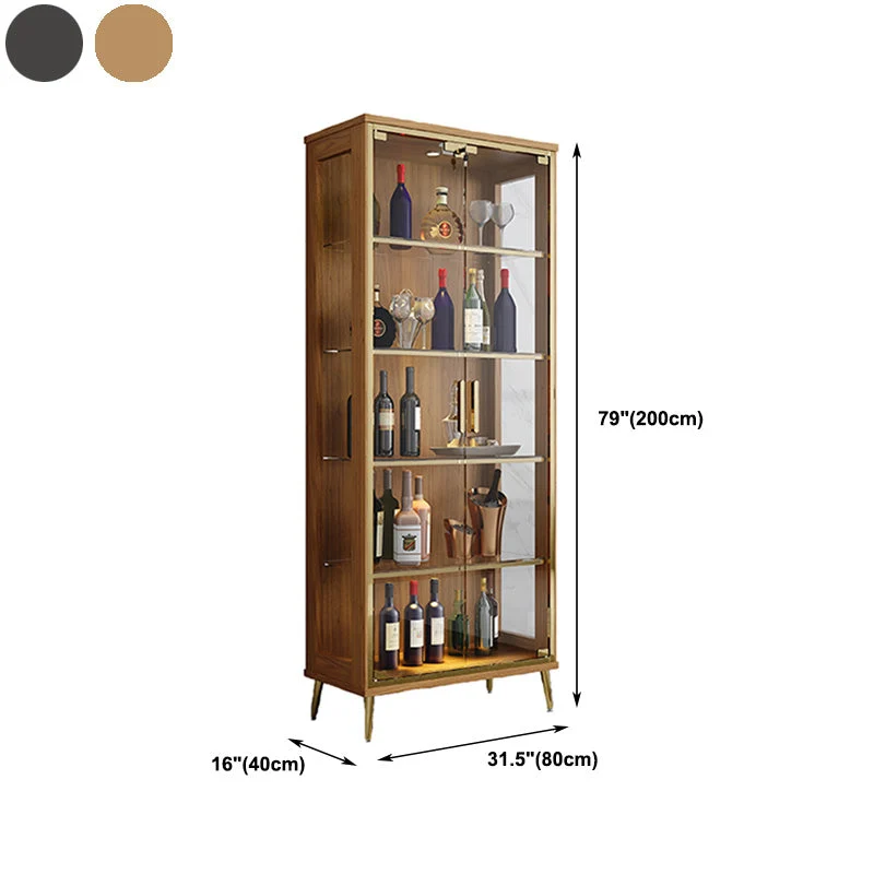 Glam Display Stand Vitrina con acabado en negro/nogal y puertas de vidrio con cerradura Negro Clearhalo