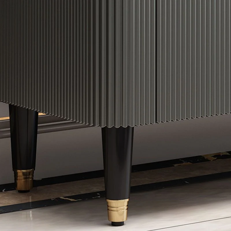 Glam Engineered Wood Credenza Gabinetes simples Servidor de comedor para sala de estar Gris Clearhalo