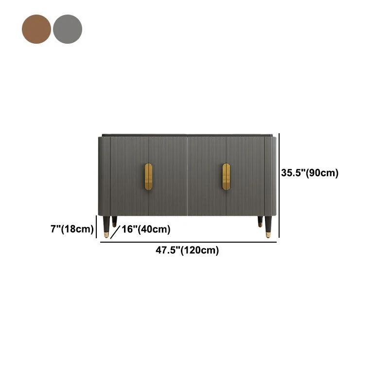 Glam Engineered Wood Credenza Gabinetes simples Servidor de comedor para sala de estar Gris Clearhalo