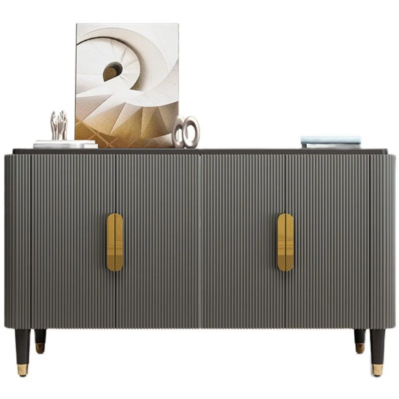 Glam Engineered Wood Credenza Gabinetes simples Servidor de comedor para sala de estar Gris Clearhalo