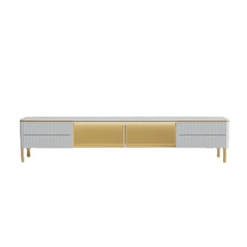 Glam TV Media Console Almacenamiento cerrado Consola con soporte de piedra para sala de estar Clearhalo