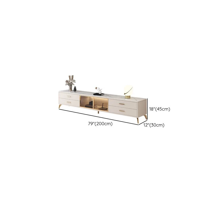 Glam TV Media Console Consola de almacenamiento cerrada de vidrio para sala de estar Clearhalo