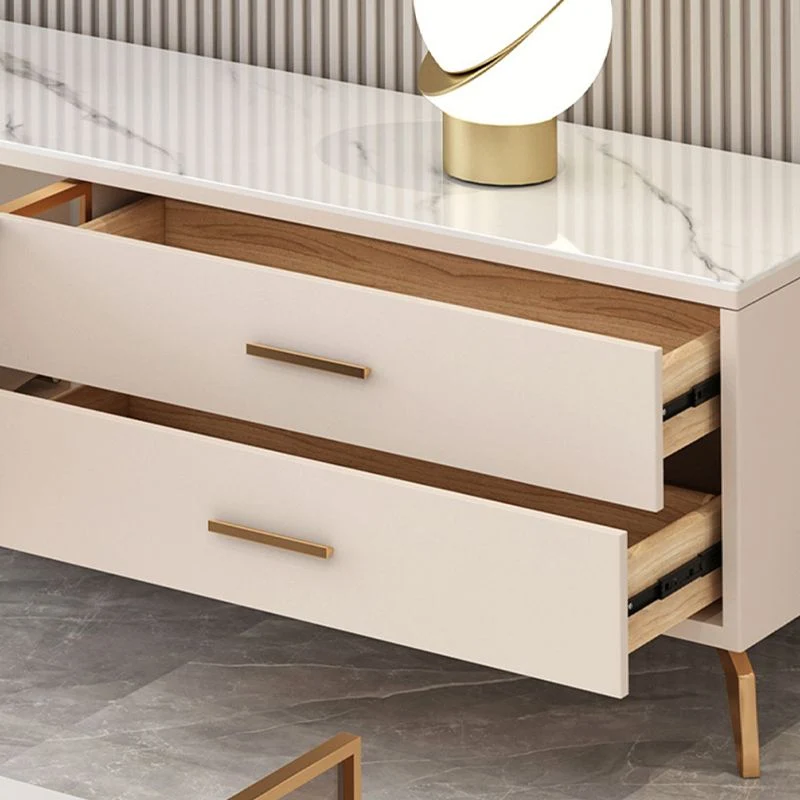 Glam TV Media Console Consola de almacenamiento cerrada de vidrio para sala de estar Clearhalo