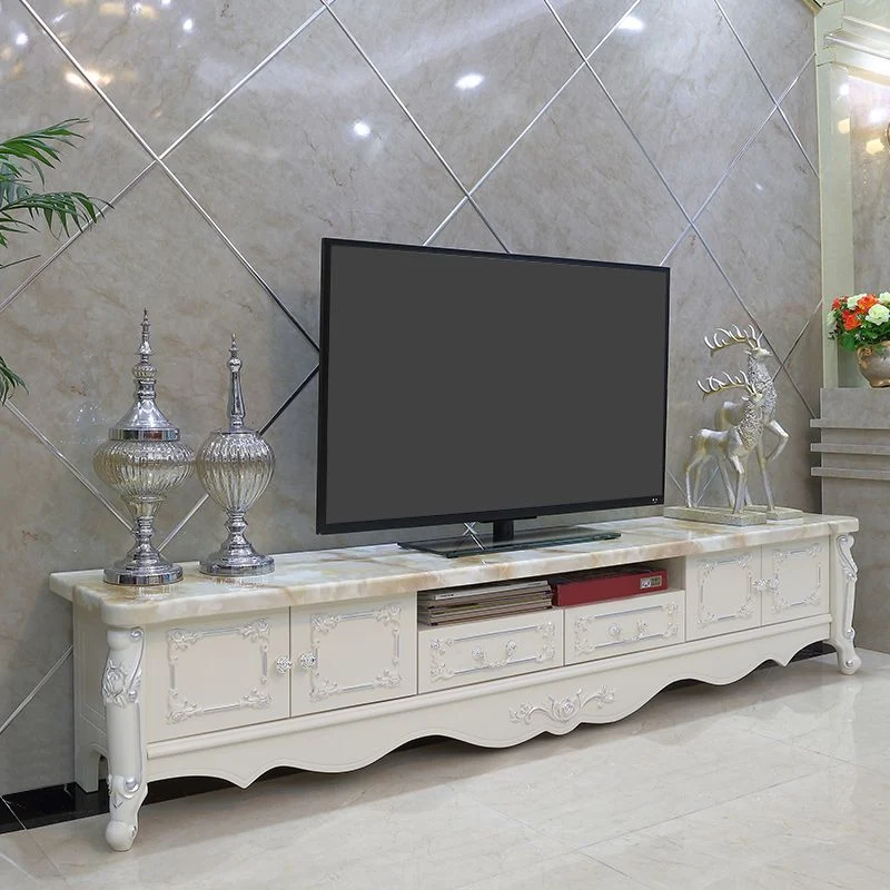 Glam TV Media Stand Consola de soporte para TV de madera maciza con 2 cajones Clearhalo
