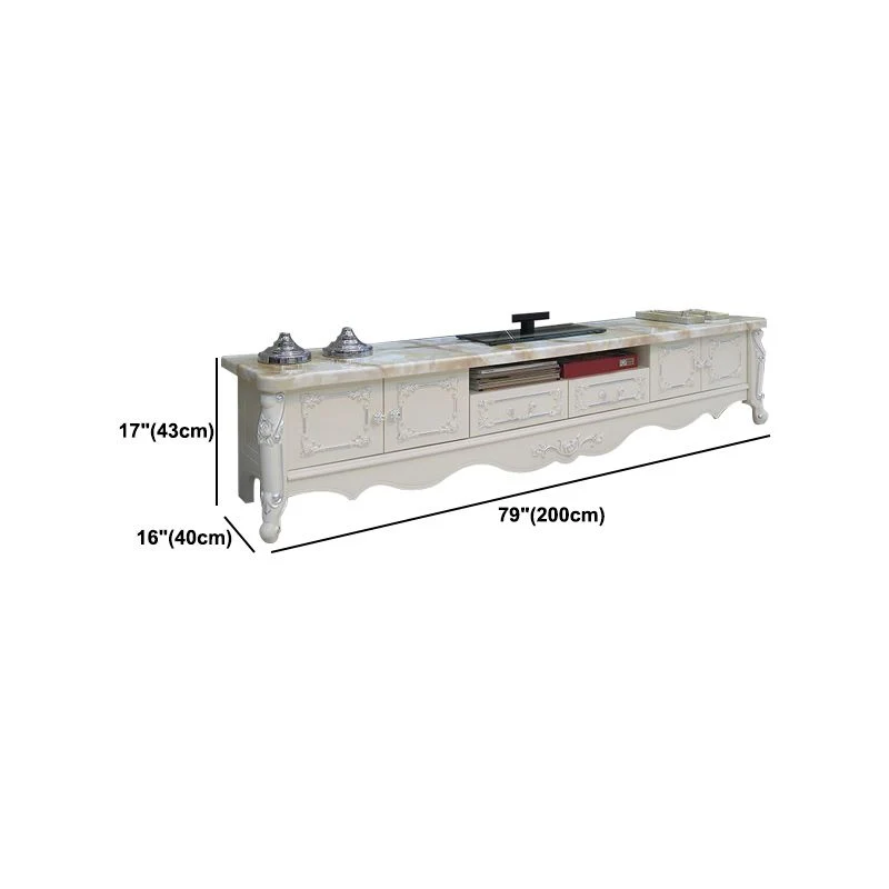 Glam TV Media Stand Consola de soporte para TV de madera maciza con 2 cajones Clearhalo