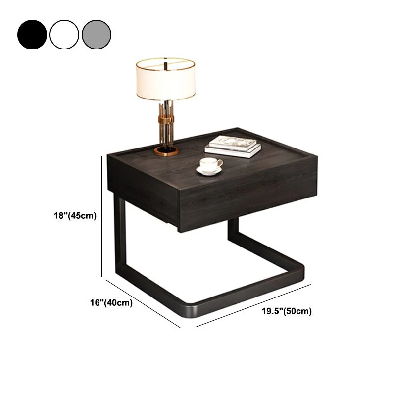 Glam - Mesita de noche con 1 cajón, cajón de almacenamiento, mesa decorativa, patas incluidas Negro Clearhalo
