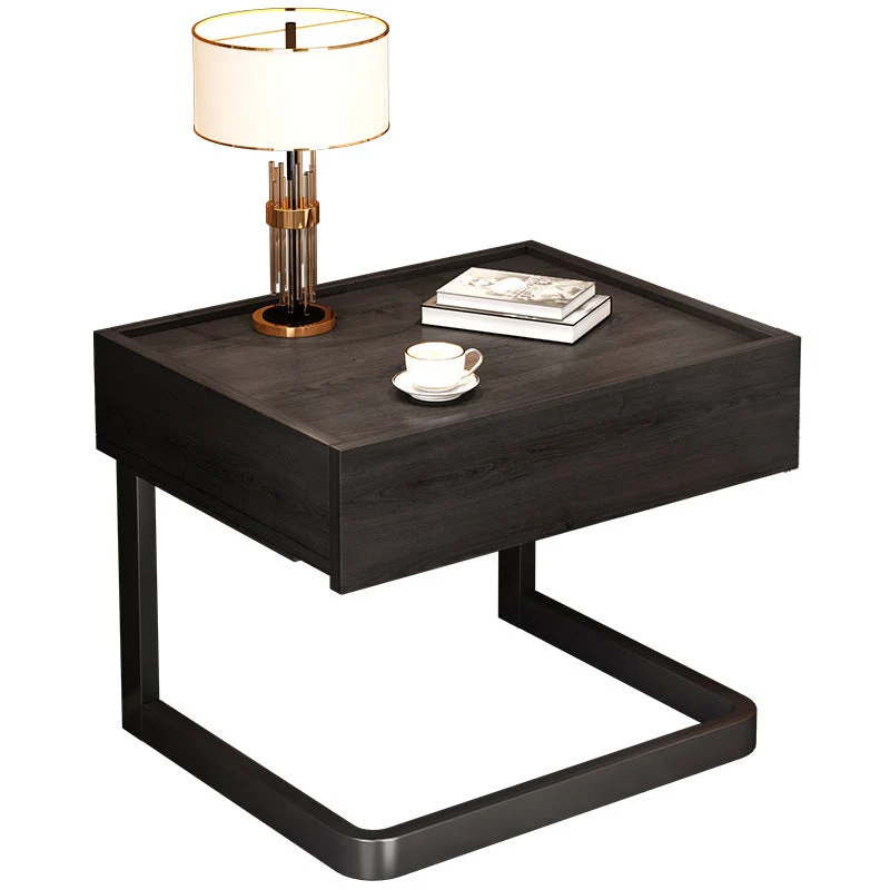 Glam - Mesita de noche con 1 cajón, cajón de almacenamiento, mesa decorativa, patas incluidas Negro Clearhalo