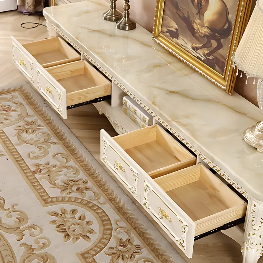Glam - Soporte para TV de madera maciza, 4 cajones, consola con estante Clearhalo