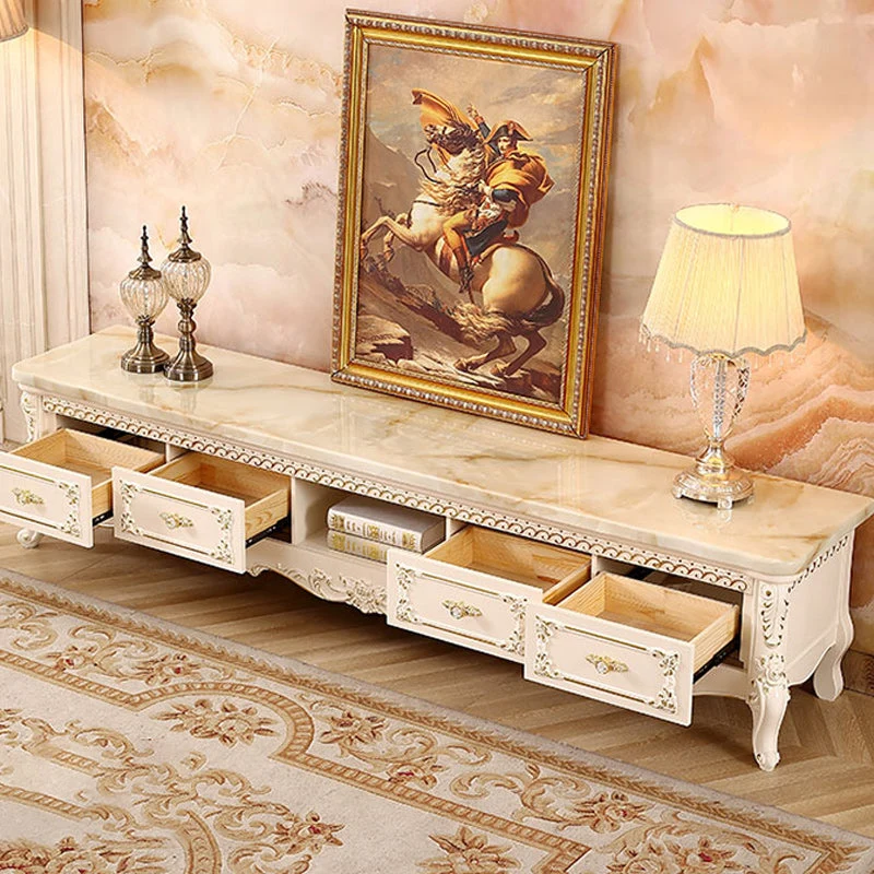 Glam - Soporte para TV de madera maciza, 4 cajones, consola con estante Clearhalo