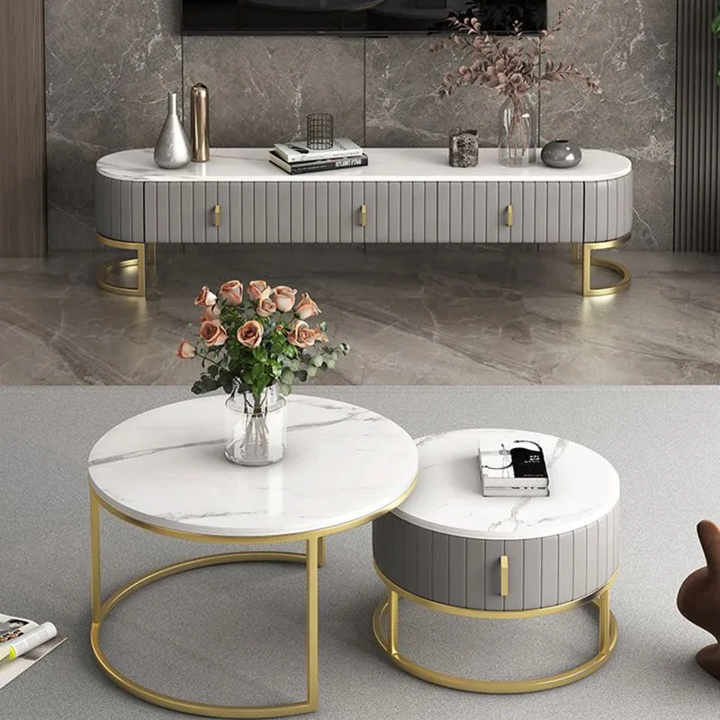 Gris/verde/anaranjado 18 - consola del soporte de la pulgada TV, soporte de mármol de TV para las TV con los cajones Verde...