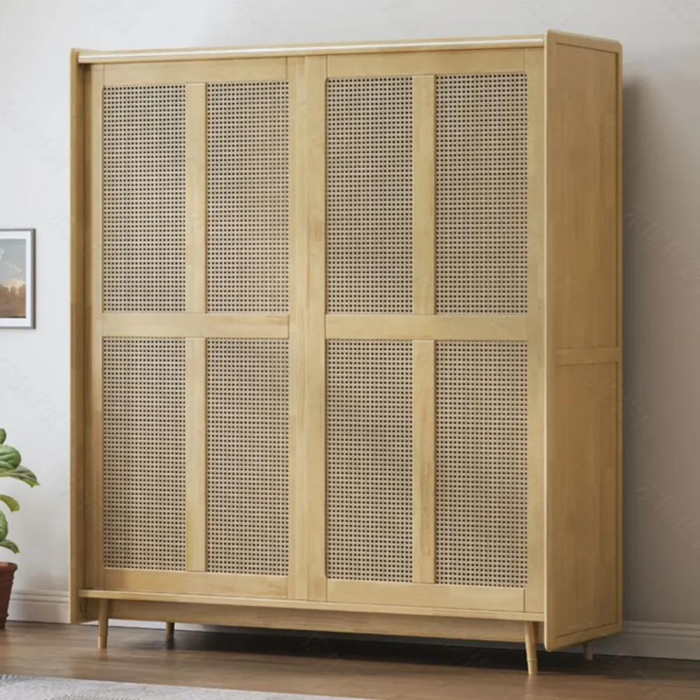 Guardarropa multifuncional independiente moderno del dormitorio del guardarropa de madera sólida de Rubberwood Naturales C...