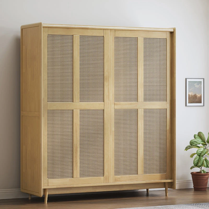 Guardarropa multifuncional independiente moderno del dormitorio del guardarropa de madera sólida de Rubberwood Naturales C...