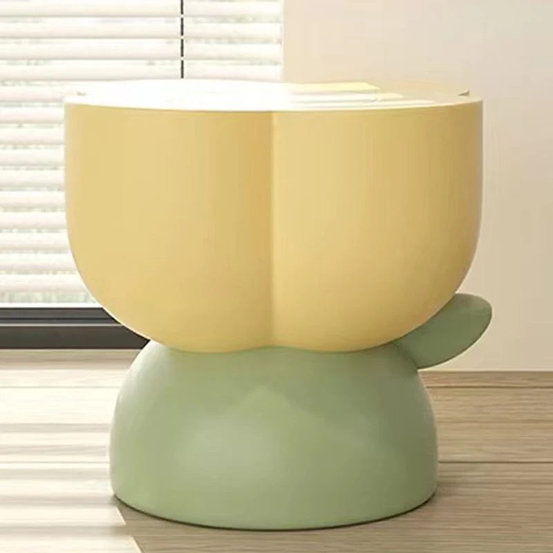 Mesa auxiliar o de centro de resina en forma de flor con 1 pata contemporánea Amarillo Clearhalo