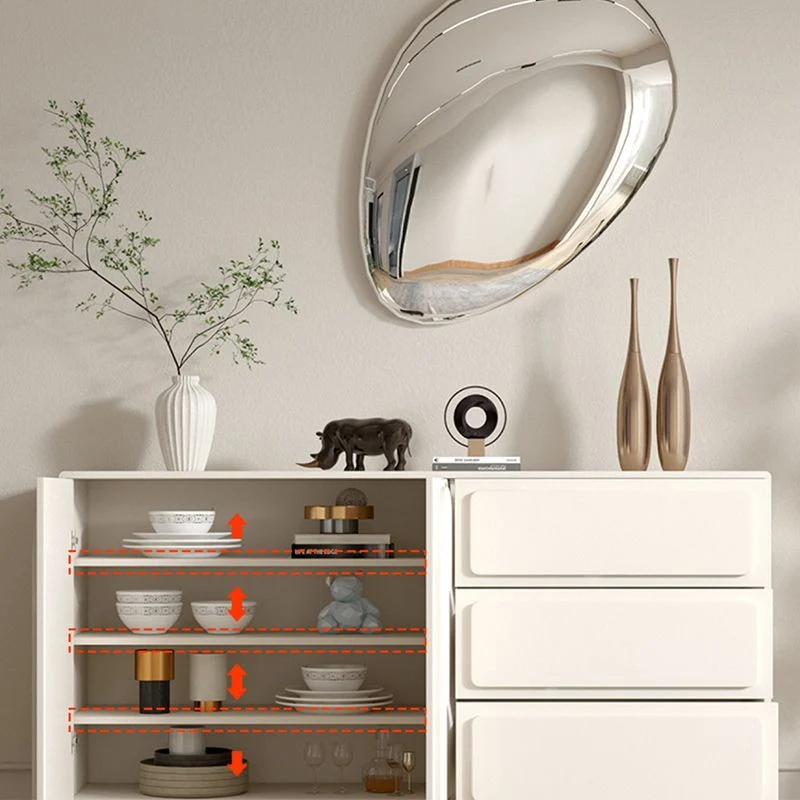 Mesa auxiliar de comedor contemporánea de madera de ingenierí blanca Clearhalo