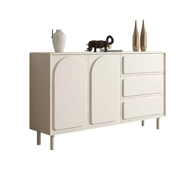 Mesa auxiliar de comedor contemporánea de madera de ingenierí blanca Clearhalo