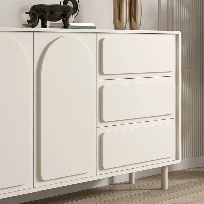 Mesa auxiliar de comedor contemporánea de madera de ingenierí blanca Clearhalo