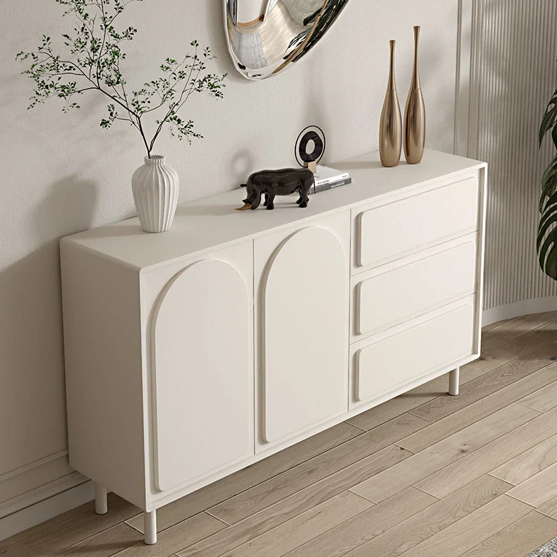 Mesa auxiliar de comedor contemporánea de madera de ingenierí blanca Clearhalo