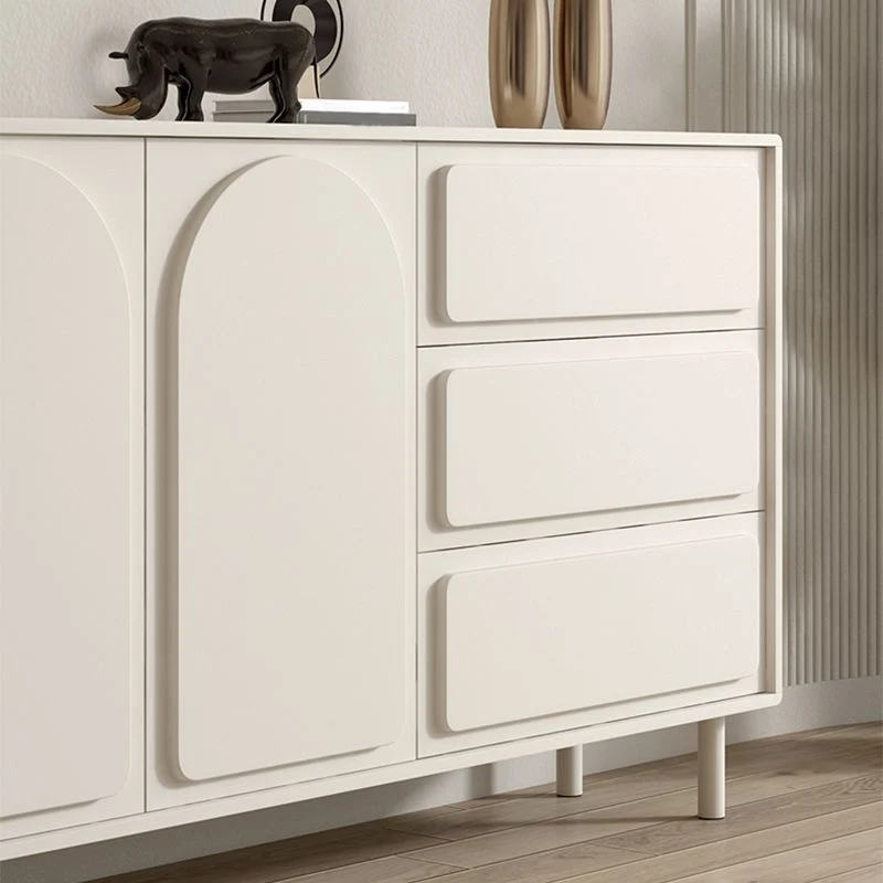 Mesa auxiliar de comedor contemporánea de madera de ingenierí blanca Clearhalo