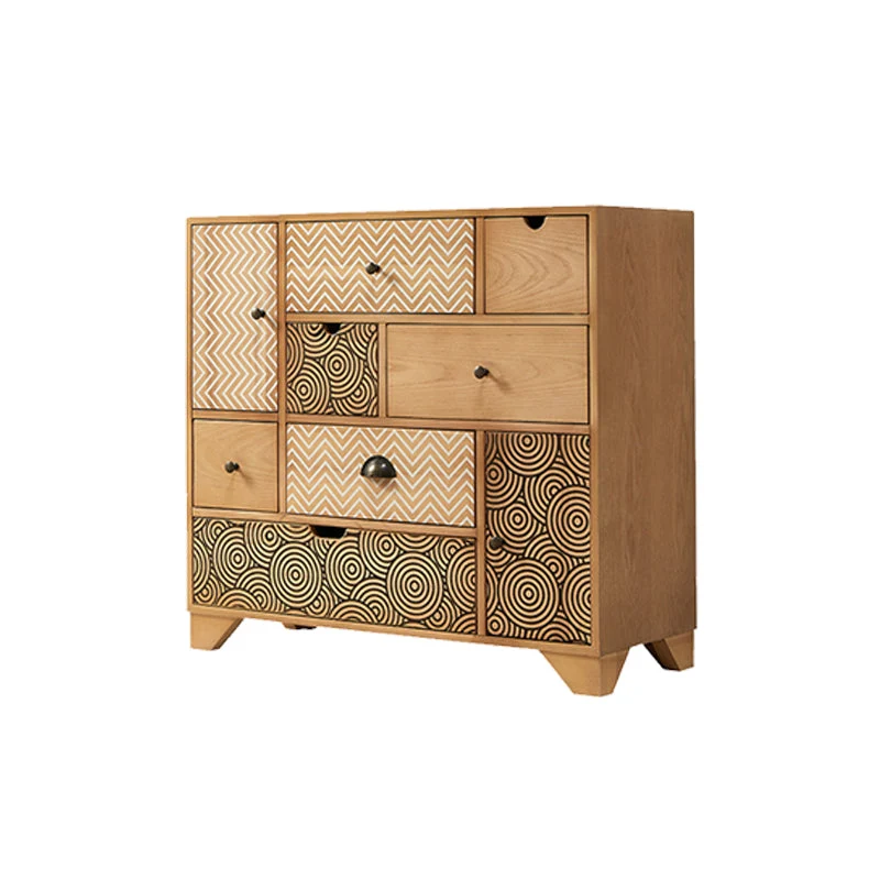 Mesa auxiliar con acabado antiguo y cajones de estilo moderno Marron Clearhalo