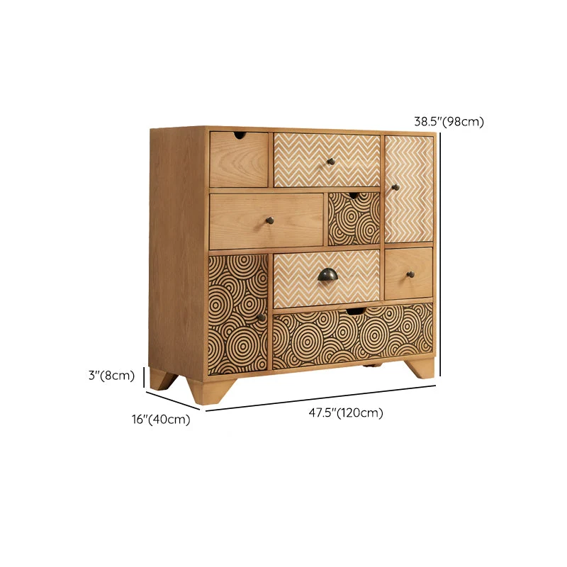 Mesa auxiliar con acabado antiguo y cajones de estilo moderno Marron Clearhalo