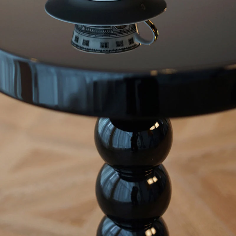 Mesa auxiliar contemporánea, mesa esquinera de madera maciza para sala de estar con pedestal redondo Negro Clearhalo