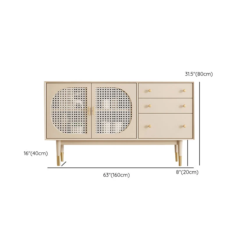 Mesa auxiliar Glam con cajones Mesa buffet de madera de ingenierí Clearhalo