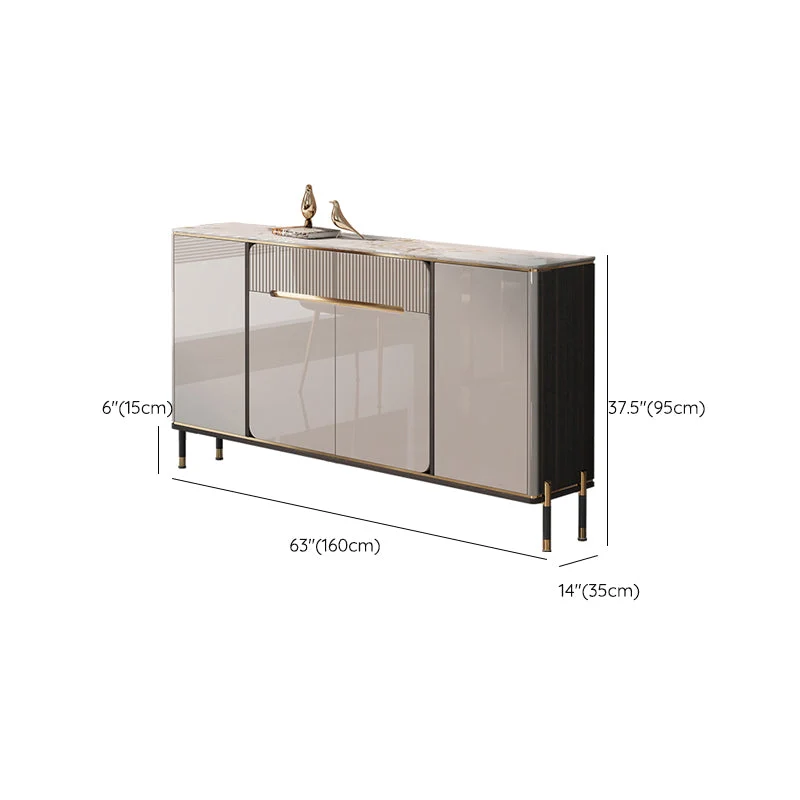 Mesa auxiliar Glam con cajones Servidor de comedor de piedra y madera de ingenierí Clearhalo