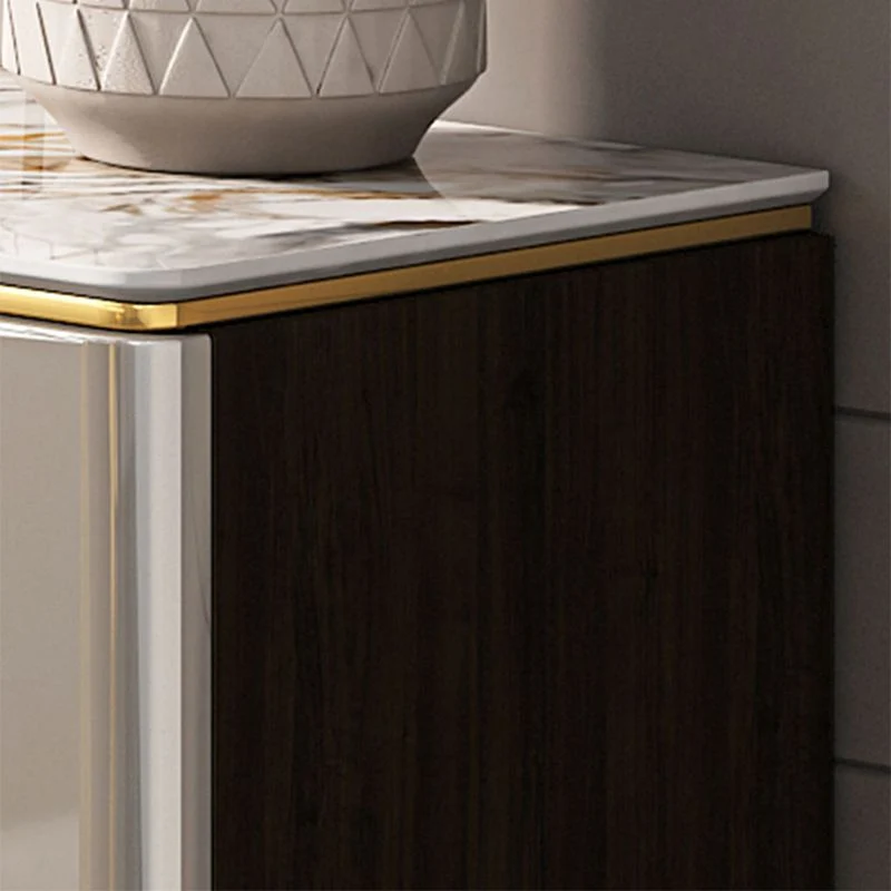 Mesa auxiliar Glam con cajones Servidor de comedor de piedra y madera de ingenierí Clearhalo
