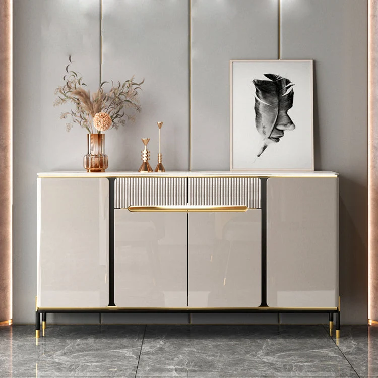 Mesa auxiliar Glam con cajones Servidor de comedor de piedra y madera de ingenierí Clearhalo
